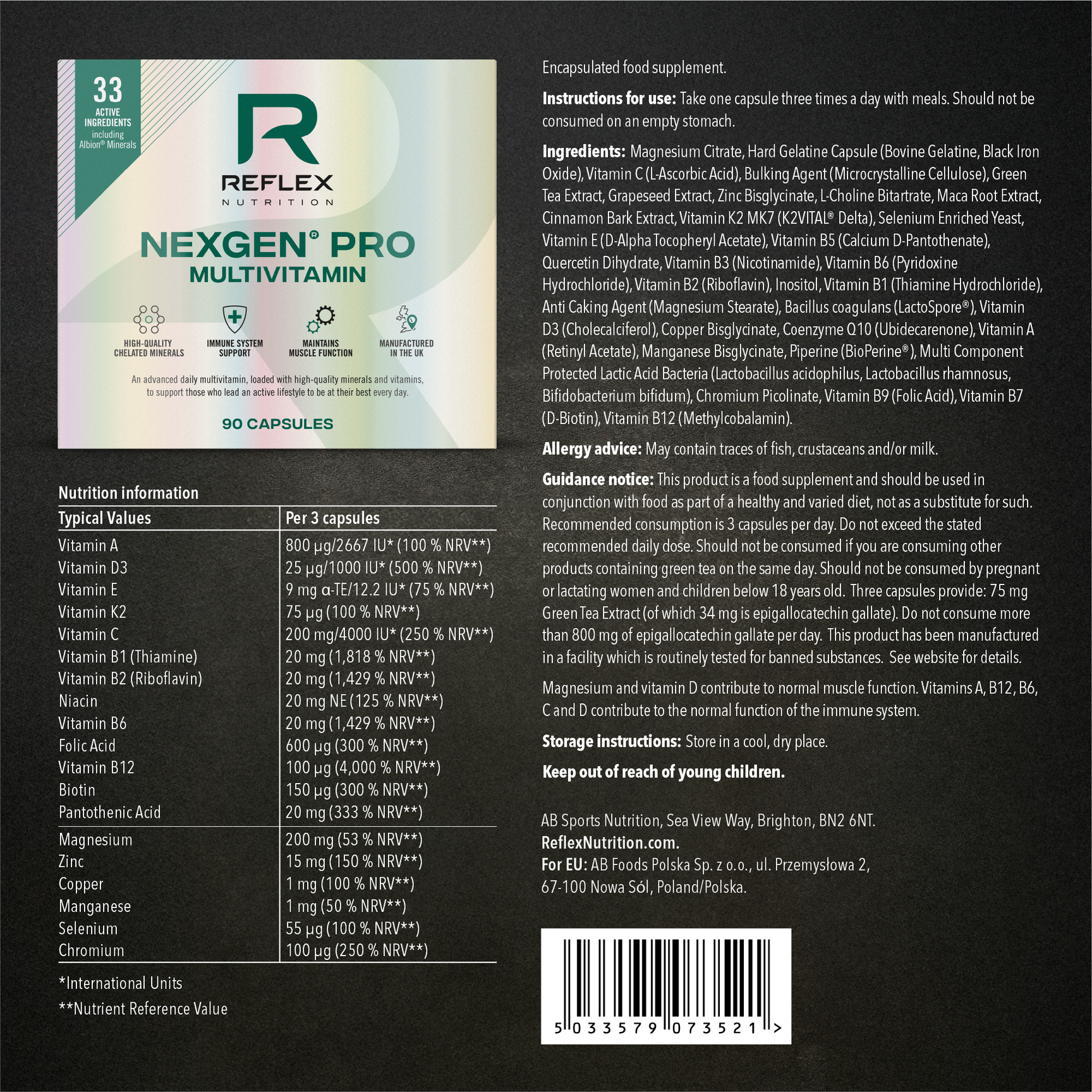 Nexgen® Pro Multivitamin – Reflex Nutrition
